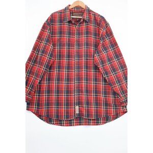 Vintage Abercrombie & Fitch Mens XXL Red & Navy Authentic Chamois Plaid Shirt